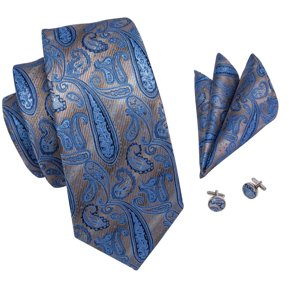 GentCrest Blue Paisley Tie Hanky Cufflinks Set - Image 2