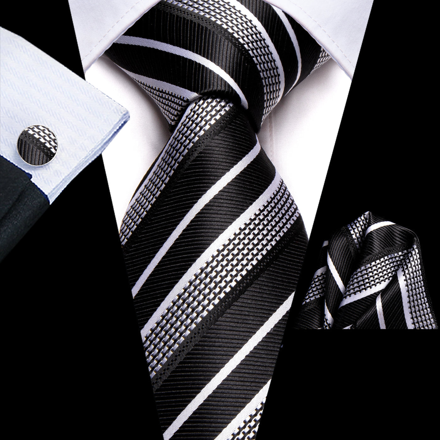 GentCrest Black Striped Tie Sets - Image 5