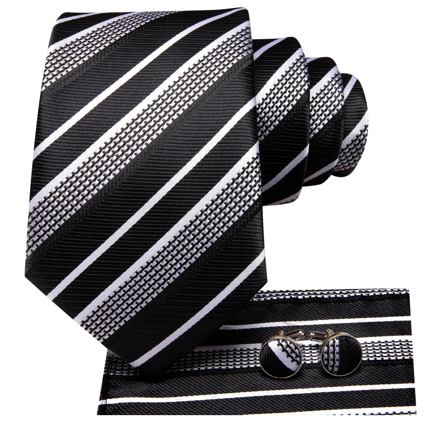 GentCrest Black Striped Tie Sets - Image 2