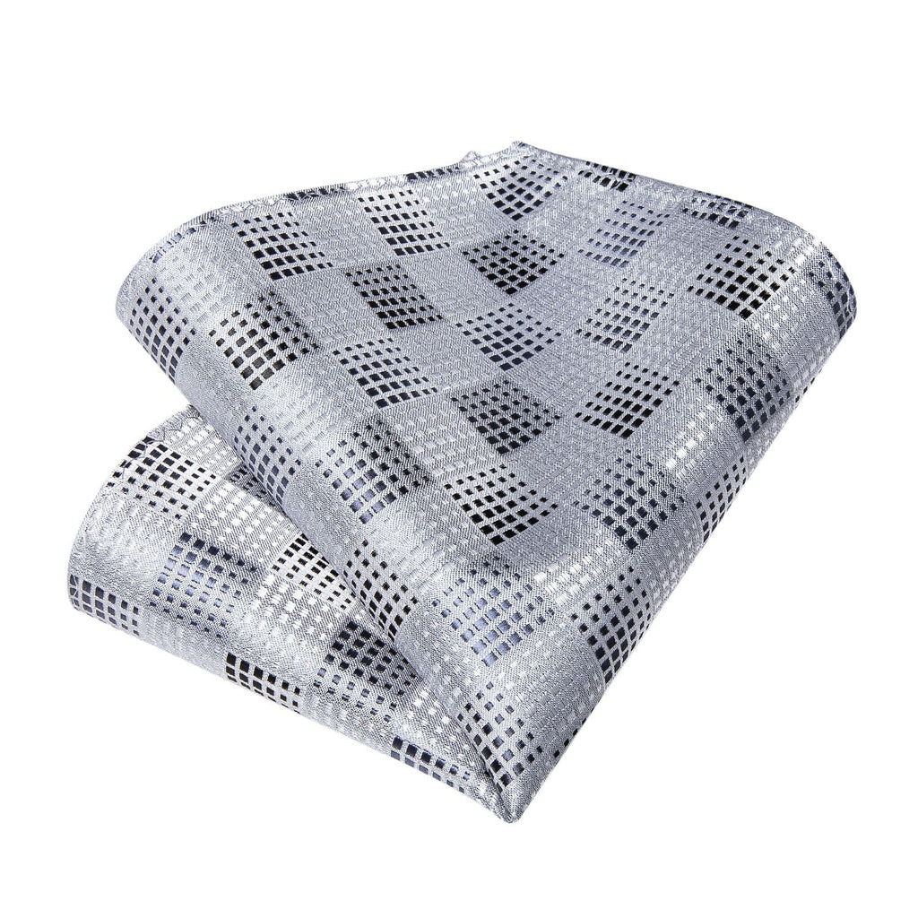 GentCrest White Plaid Tie Hanky Cufflinks Set - Image 5