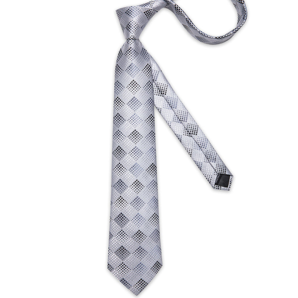 GentCrest White Plaid Tie Hanky Cufflinks Set - Image 4