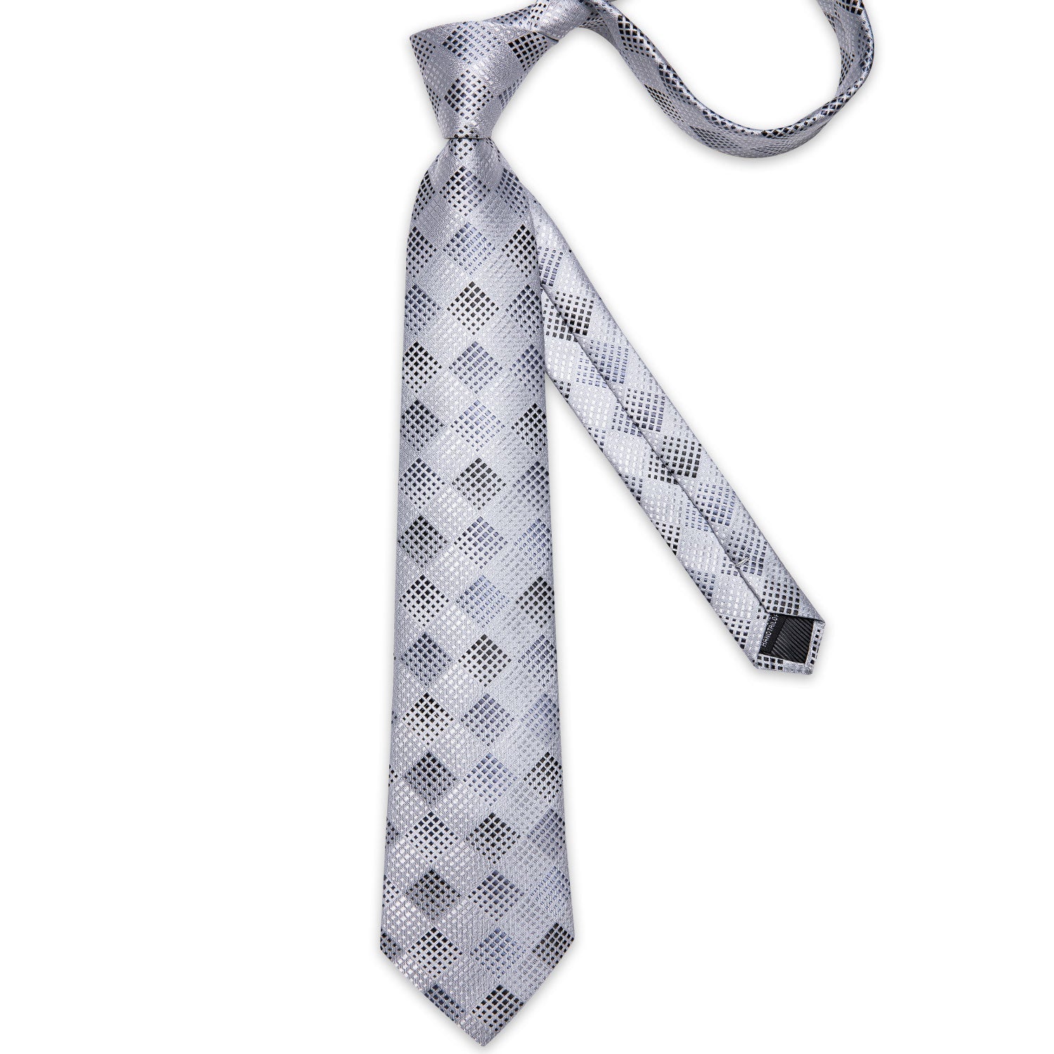 GentCrest White Plaid Tie Hanky Cufflinks Set - Image 4