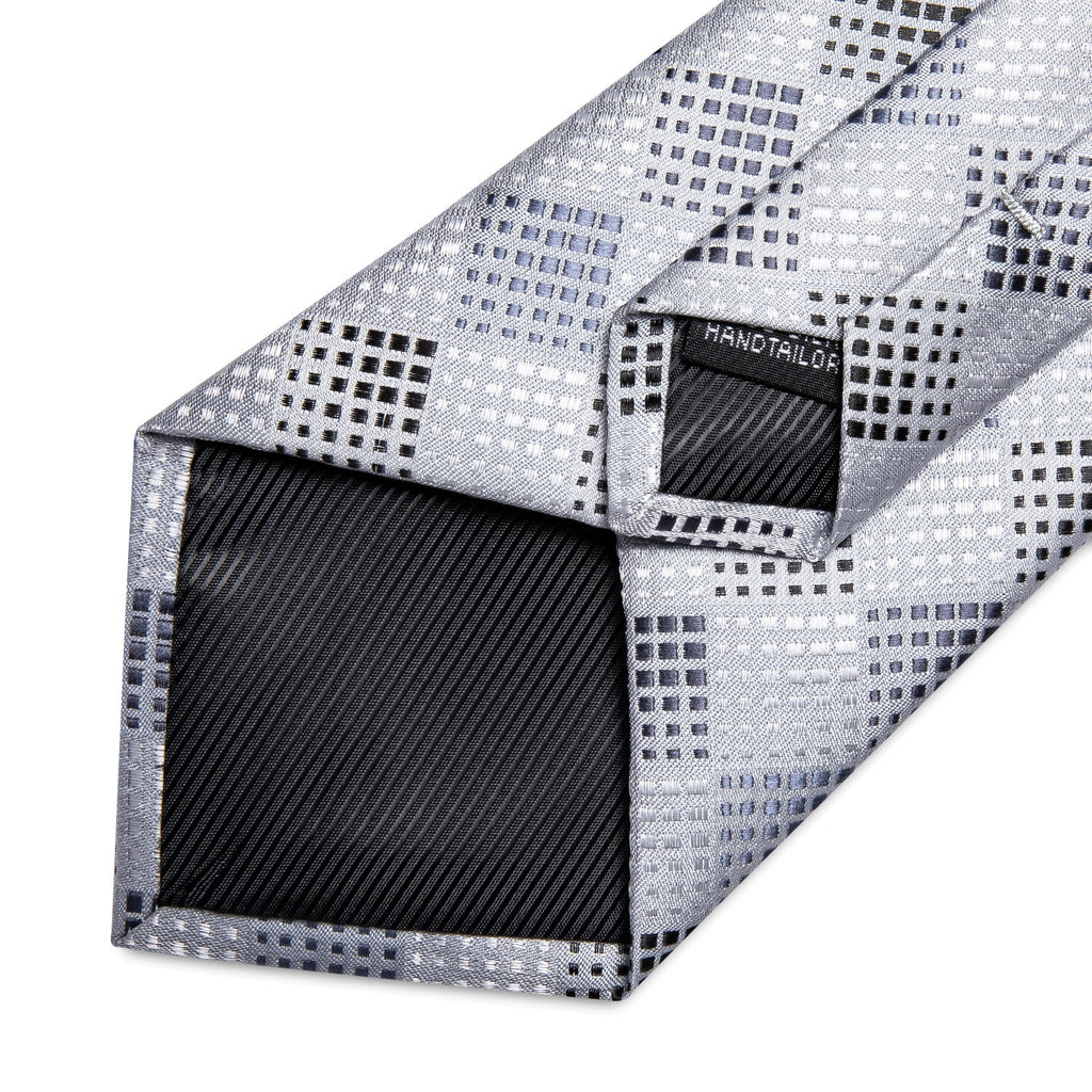 GentCrest White Plaid Tie Hanky Cufflinks Set - Image 6