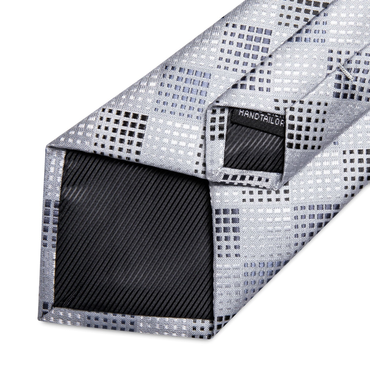 GentCrest White Plaid Tie Hanky Cufflinks Set - Image 6