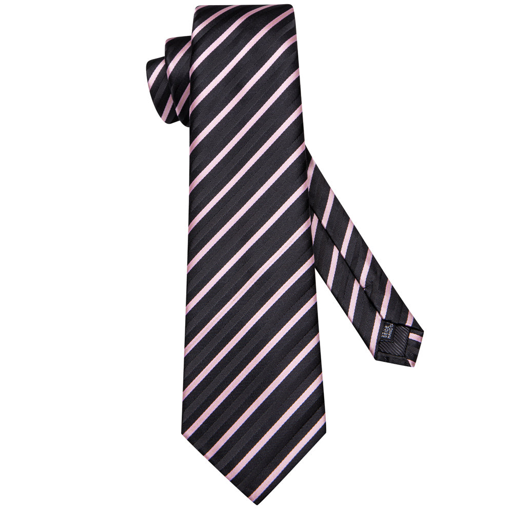 GentCrest Black Striped Tie Hanky Cufflinks Set - Image 6