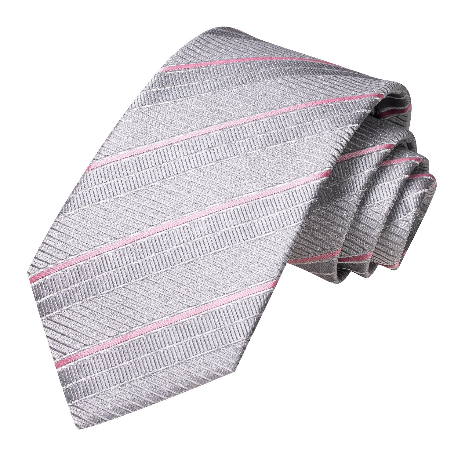 GentCrest Grey Striped Tie Hanky Cufflinks Set - Image 4