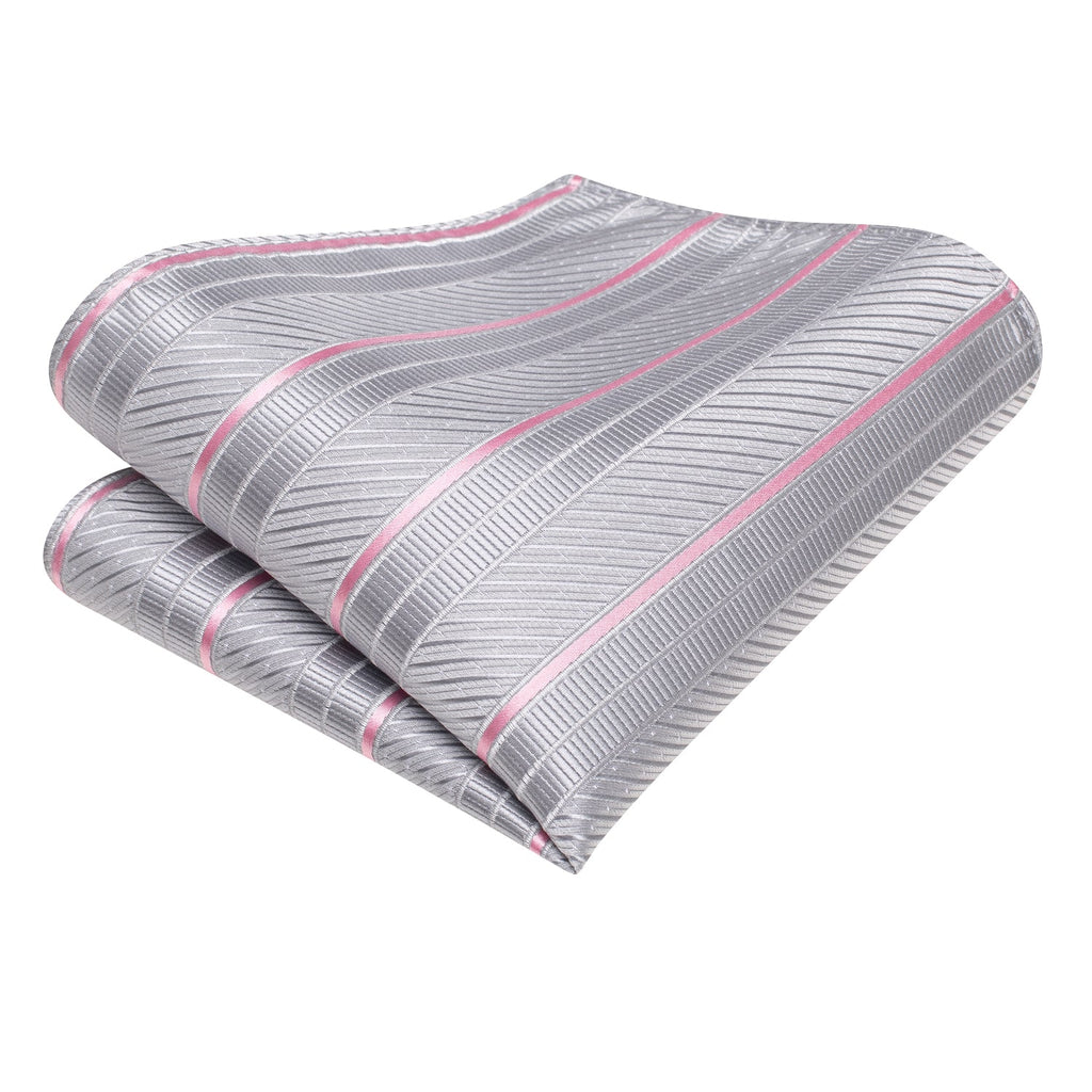 GentCrest Grey Striped Tie Hanky Cufflinks Set - Image 5