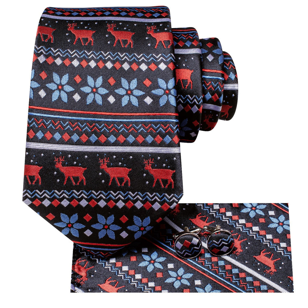Ugly Holiday Sweater In Black Silk Tie Set - GentCrest - View 2