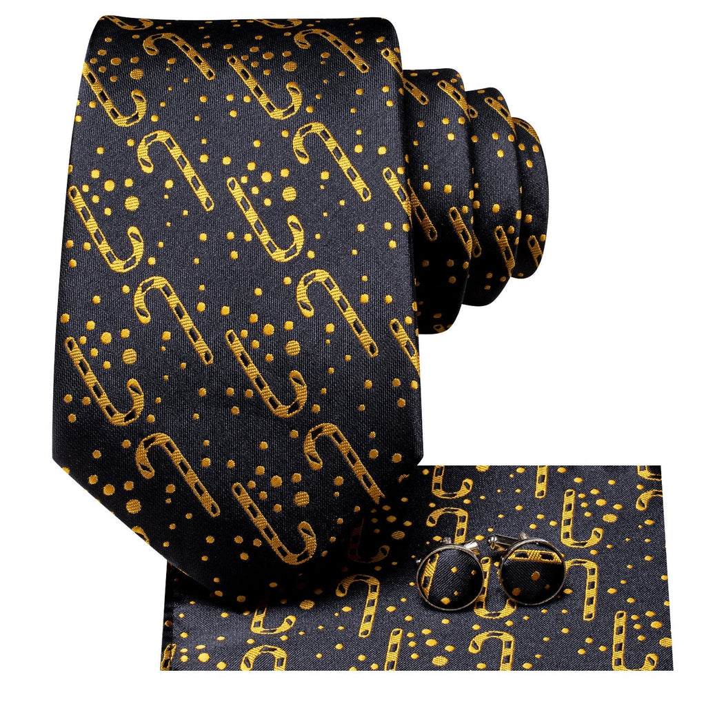 Golden Candy Cane Silk Tie Set - GentCrest - View 2