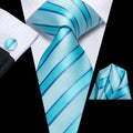 GentCrest Blue Striped Tie Hanky Cufflinks Set - Image 1