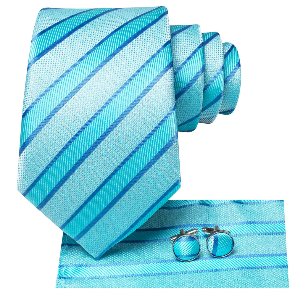 GentCrest Blue Striped Tie Hanky Cufflinks Set - Image 3