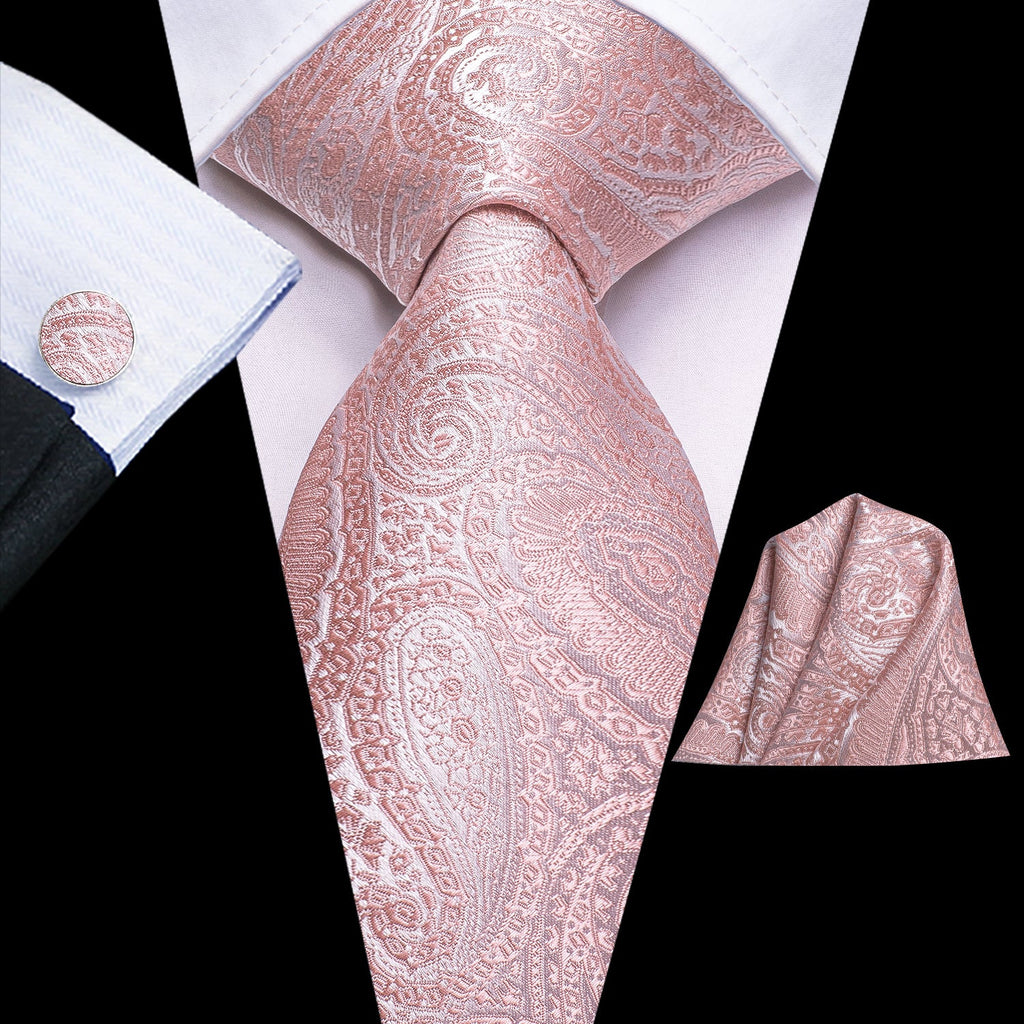 GentCrest Pink Paisley Tie Hanky Cufflinks Set - Image 1