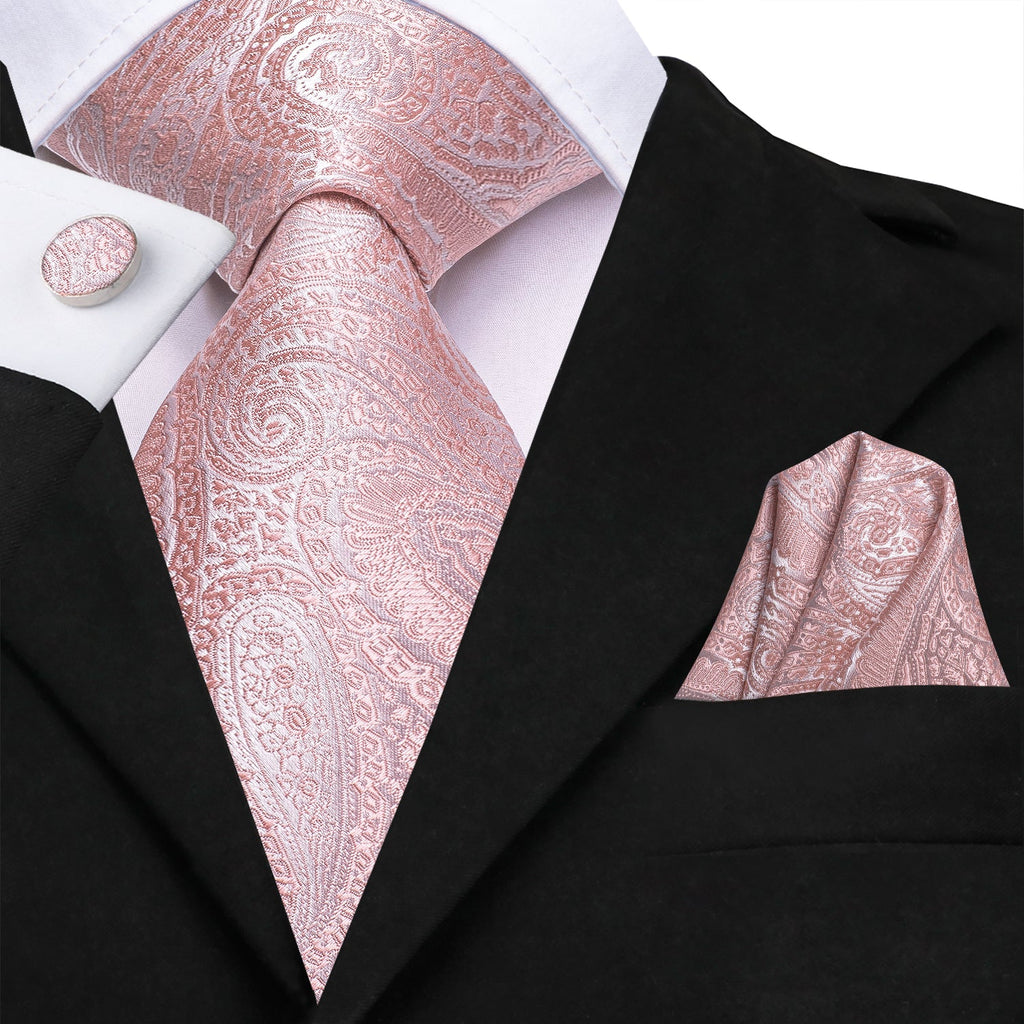 GentCrest Pink Paisley Tie Hanky Cufflinks Set - Image 2