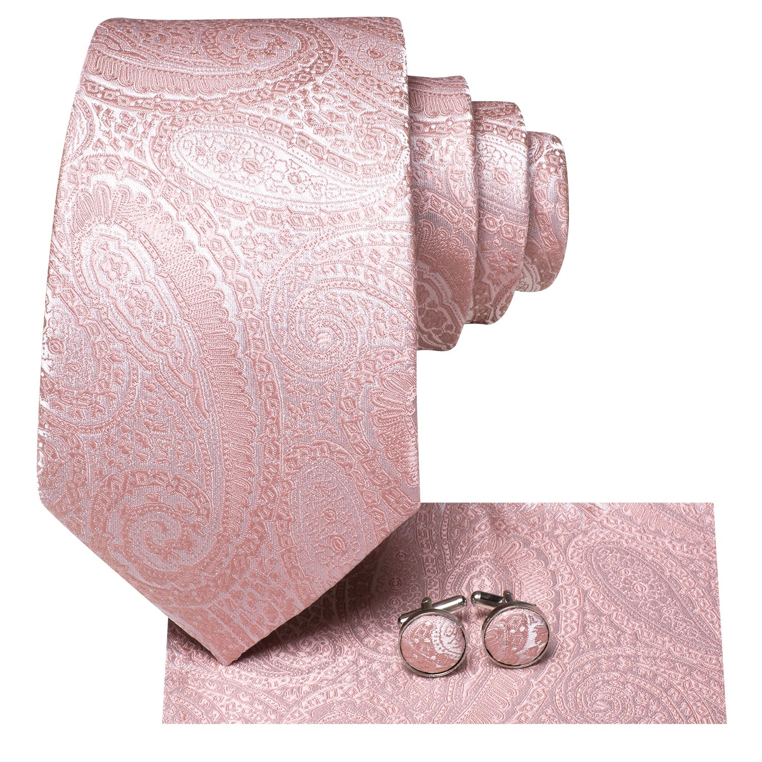 GentCrest Pink Paisley Tie Hanky Cufflinks Set - Image 3