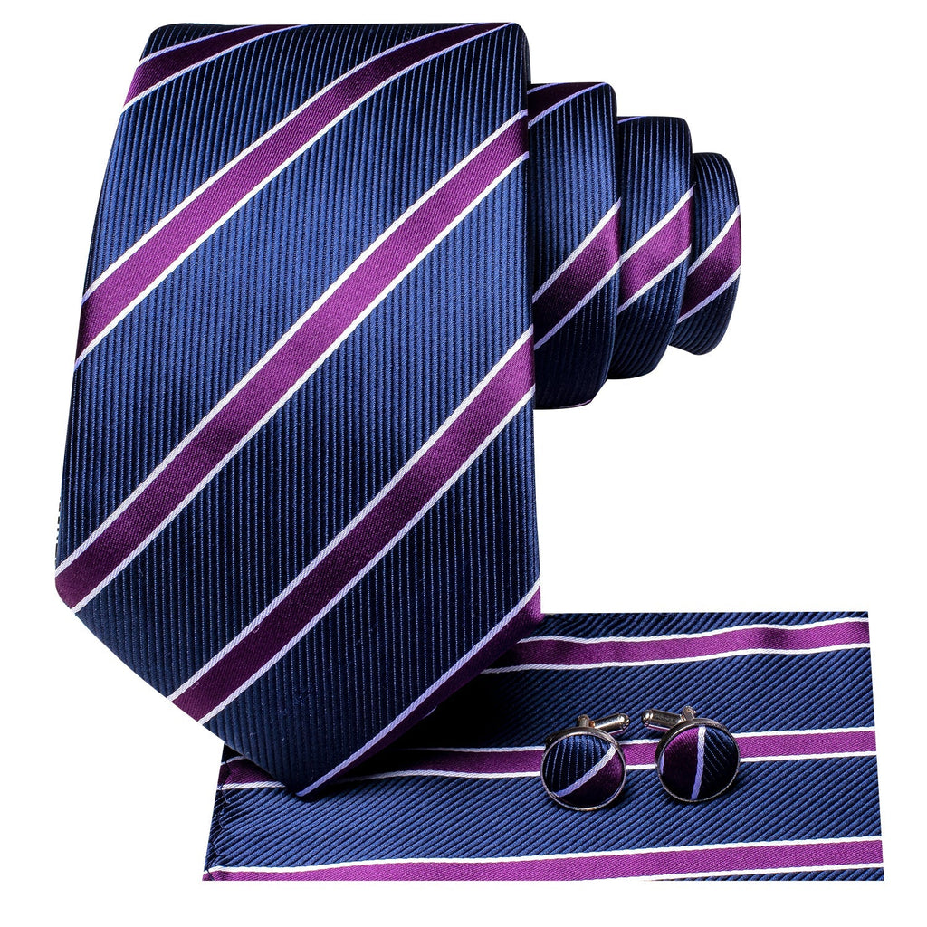 GentCrest Blue Striped Tie Hanky Cufflinks Set - Image 4