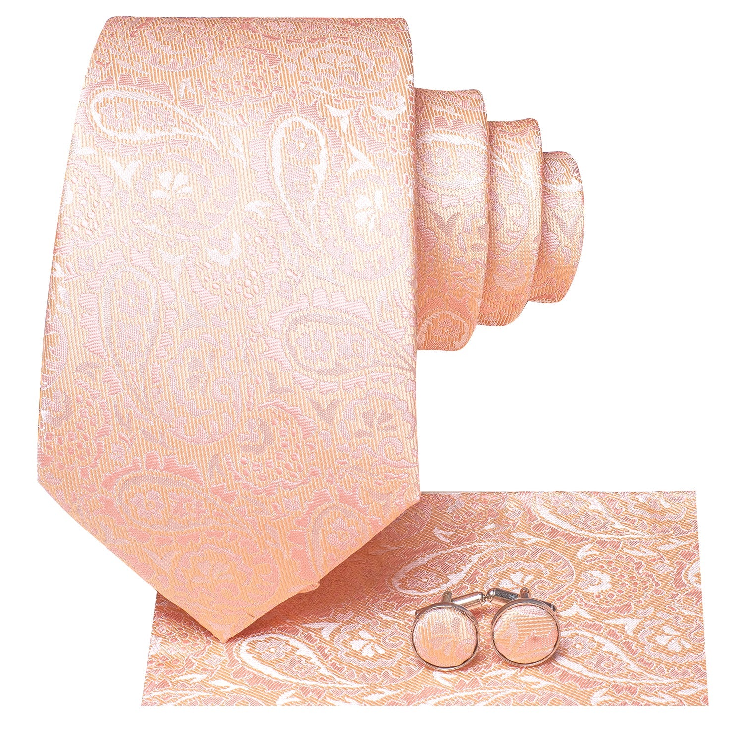 GentCrest Pink Paisley Tie Hanky Cufflinks Set - Image 4