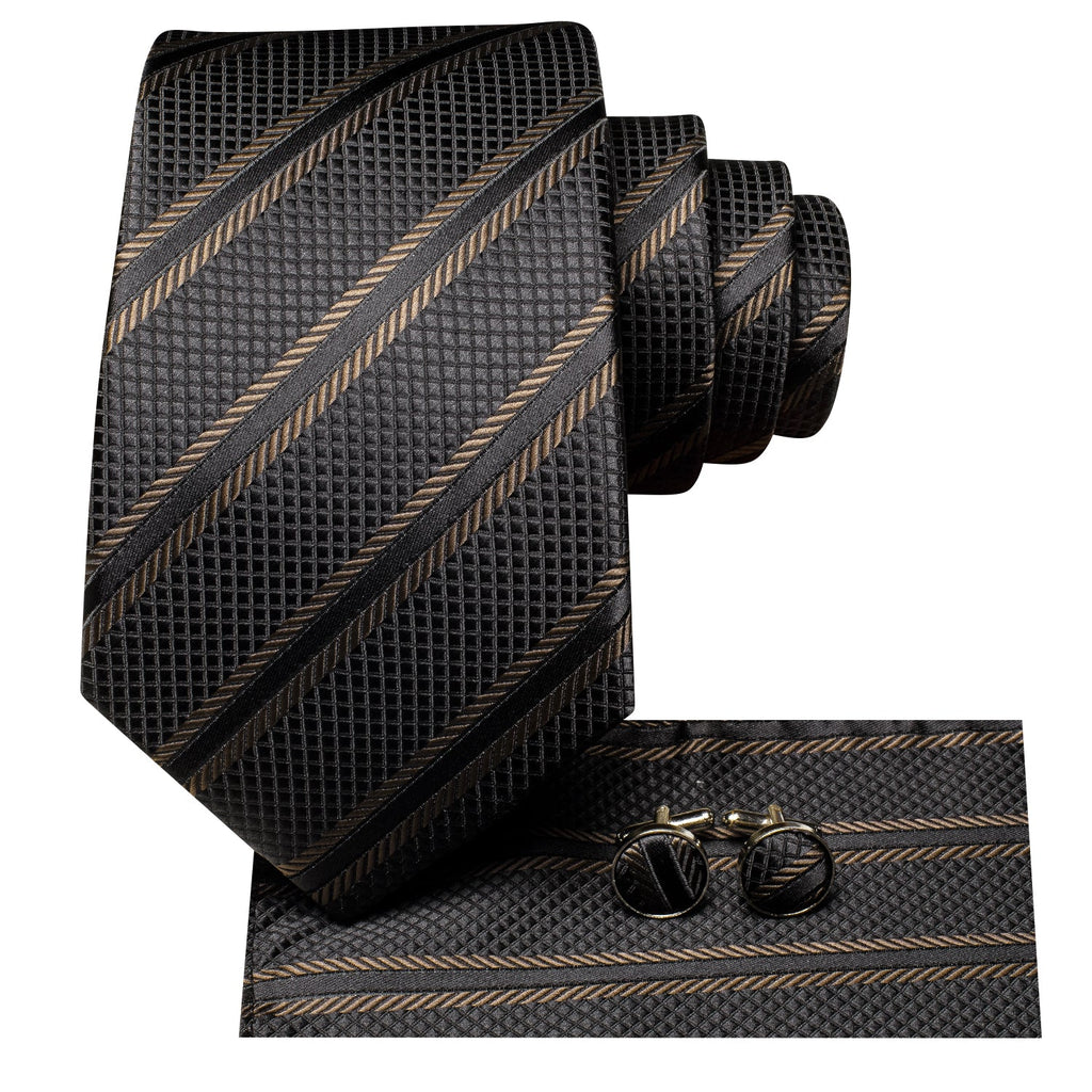 GentCrest Black Classic Tie Hanky Cufflinks Set - Image 2