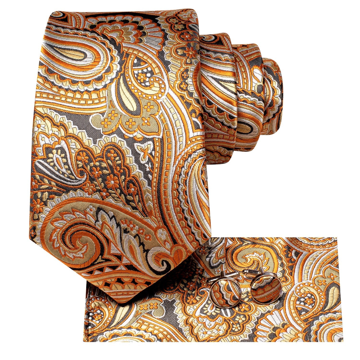 GentCrest Gold Paisley Tie Hanky Cufflinks Set - Image 2