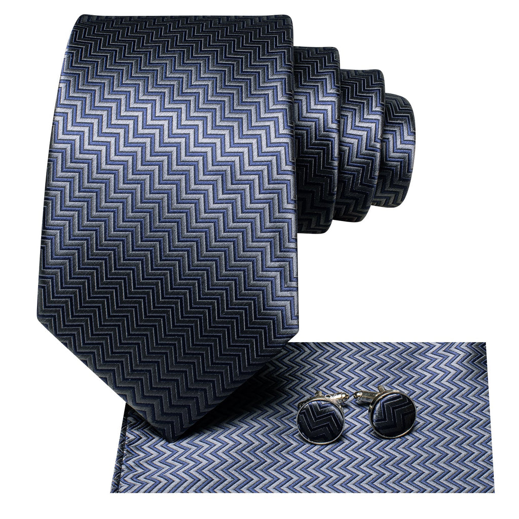 GentCrest Blue Striped Tie Hanky Cufflinks Set - Image 2