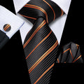 GentCrest Black Striped Tie Hanky Cufflinks Set - Image 1