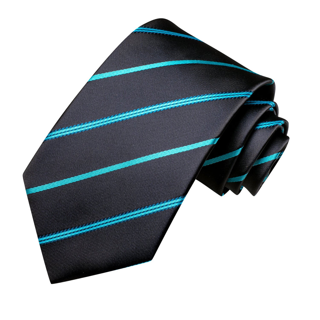GentCrest Black Striped Tie Hanky Cufflinks Set - Image 3