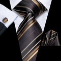 GentCrest Black Striped Tie Hanky Cufflinks Set - Image 1