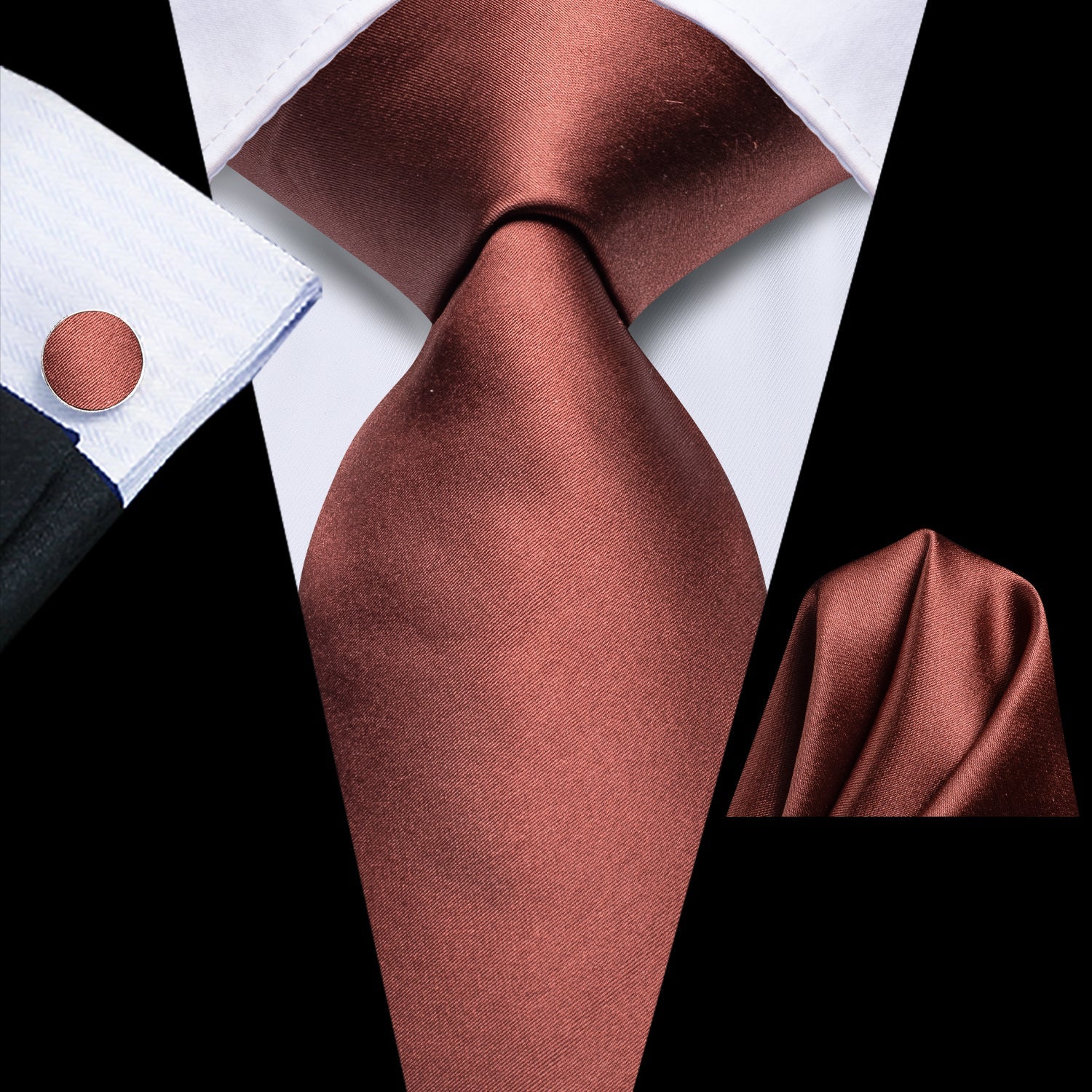 GentCrest Red Solid Tie Hanky Cufflinks Set - Image 1