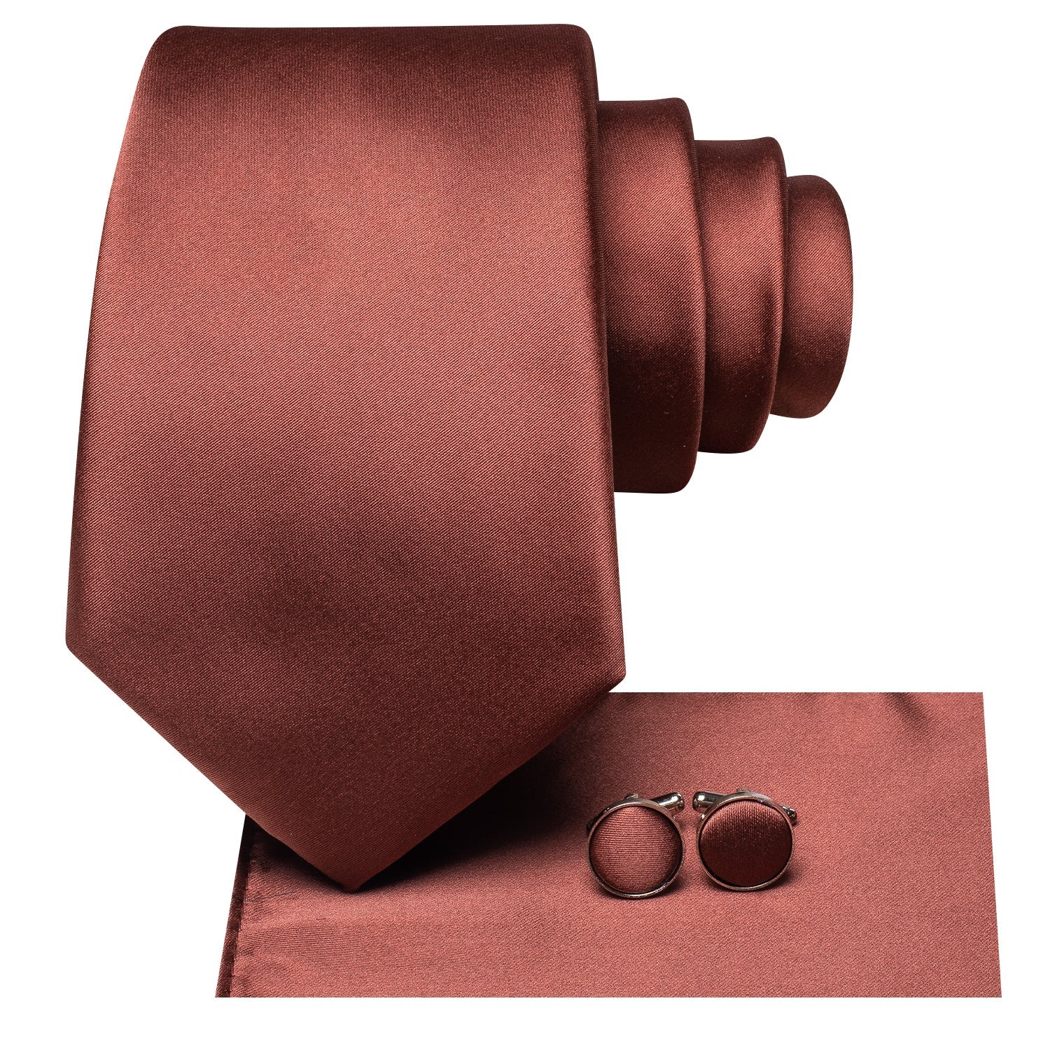 GentCrest Red Solid Tie Hanky Cufflinks Set - Image 2