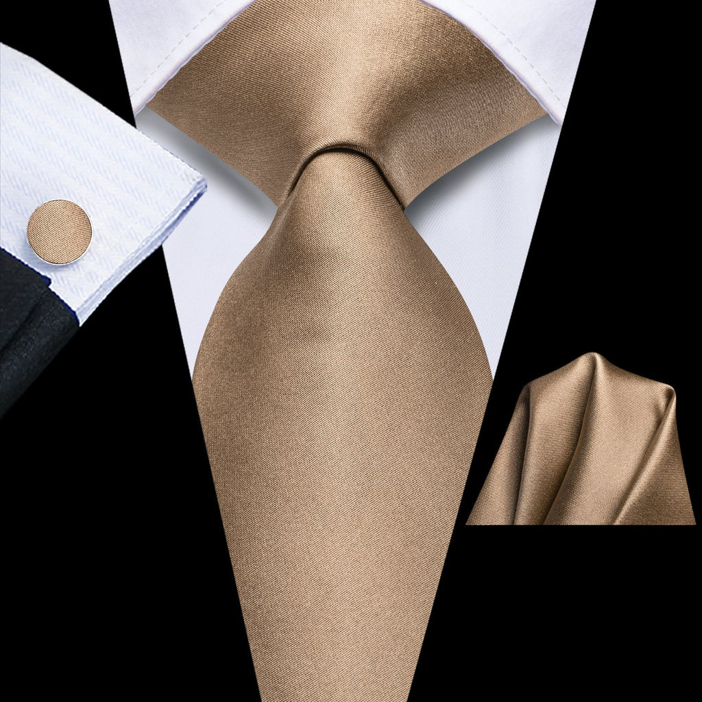GentCrest Khaki Solid Tie Hanky Cufflinks Set - Image 1