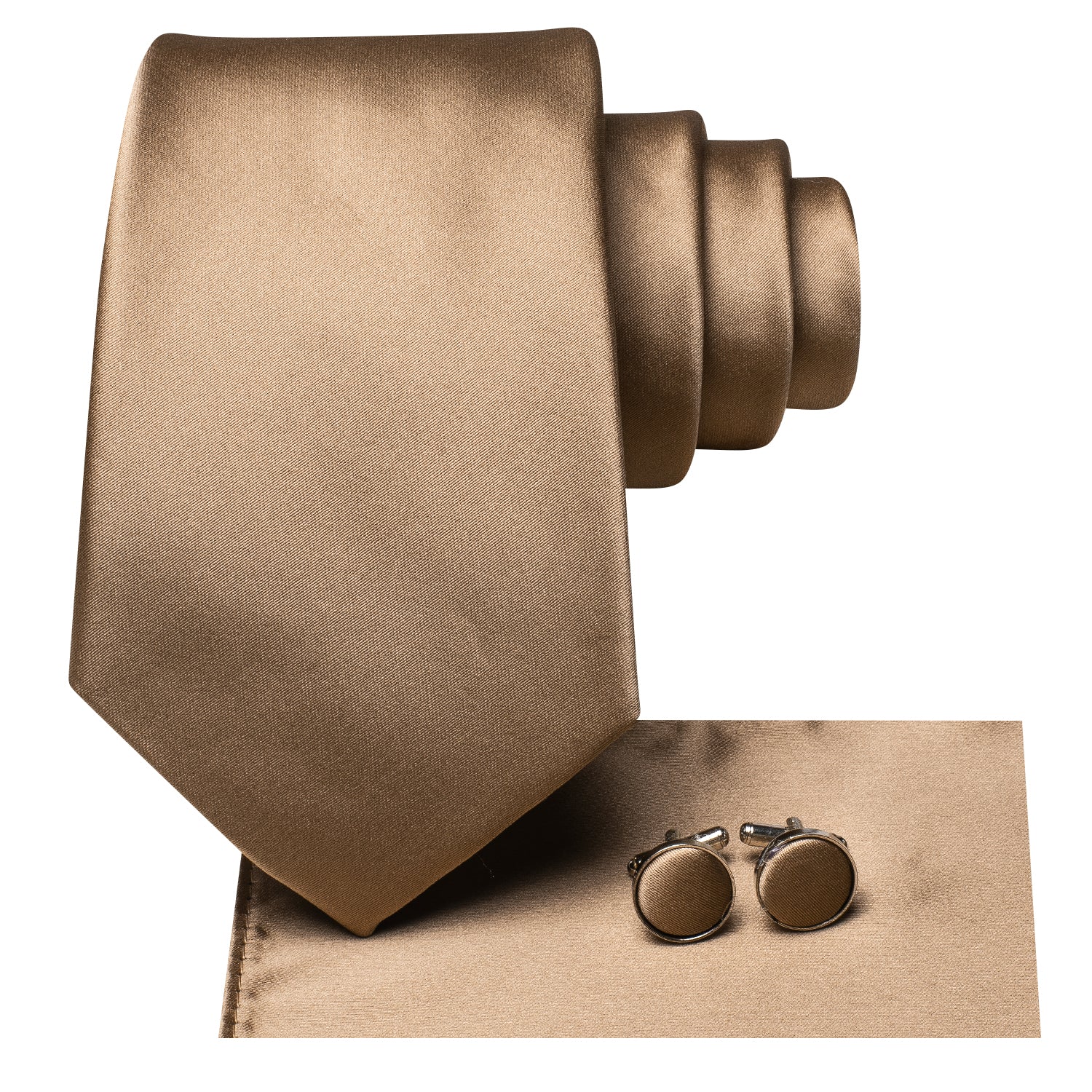 GentCrest Khaki Solid Tie Hanky Cufflinks Set - Image 2
