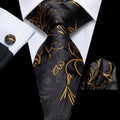 GentCrest Black Paisley Tie Hanky Cufflinks Set - Image 1