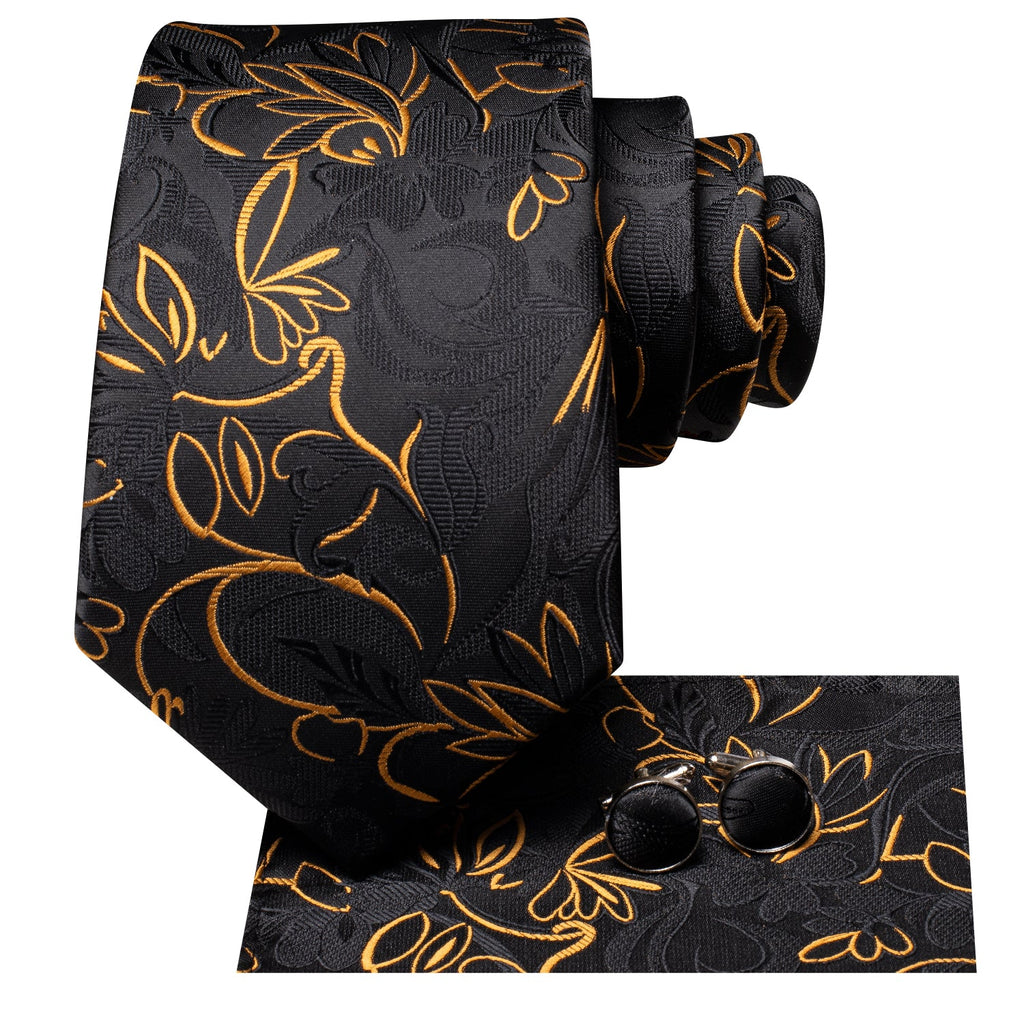 GentCrest Black Paisley Tie Hanky Cufflinks Set - Image 2