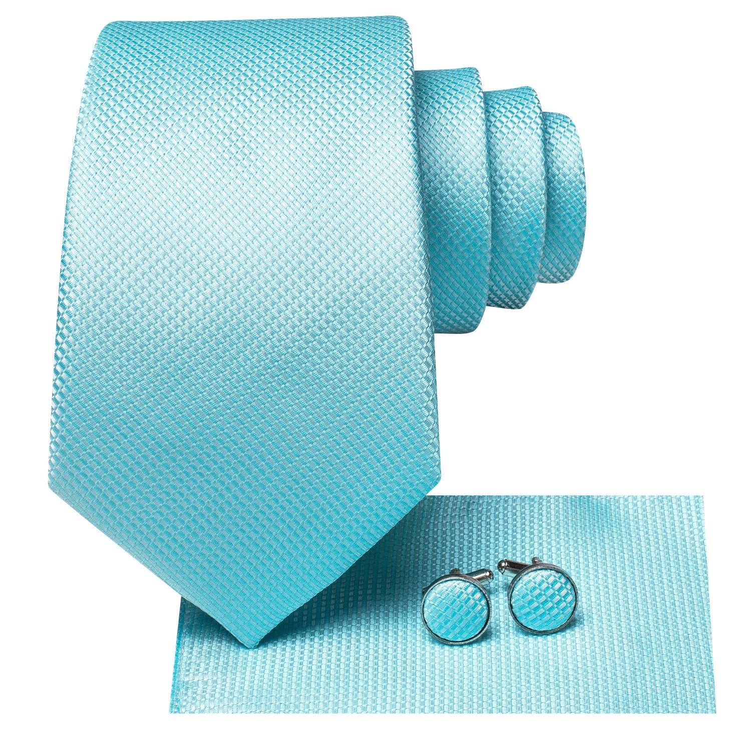 GentCrest Blue Textured Tie Hanky Cufflinks Set - Image 3