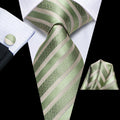 GentCrest Green Striped Tie Hanky Cufflinks Set - Image 1
