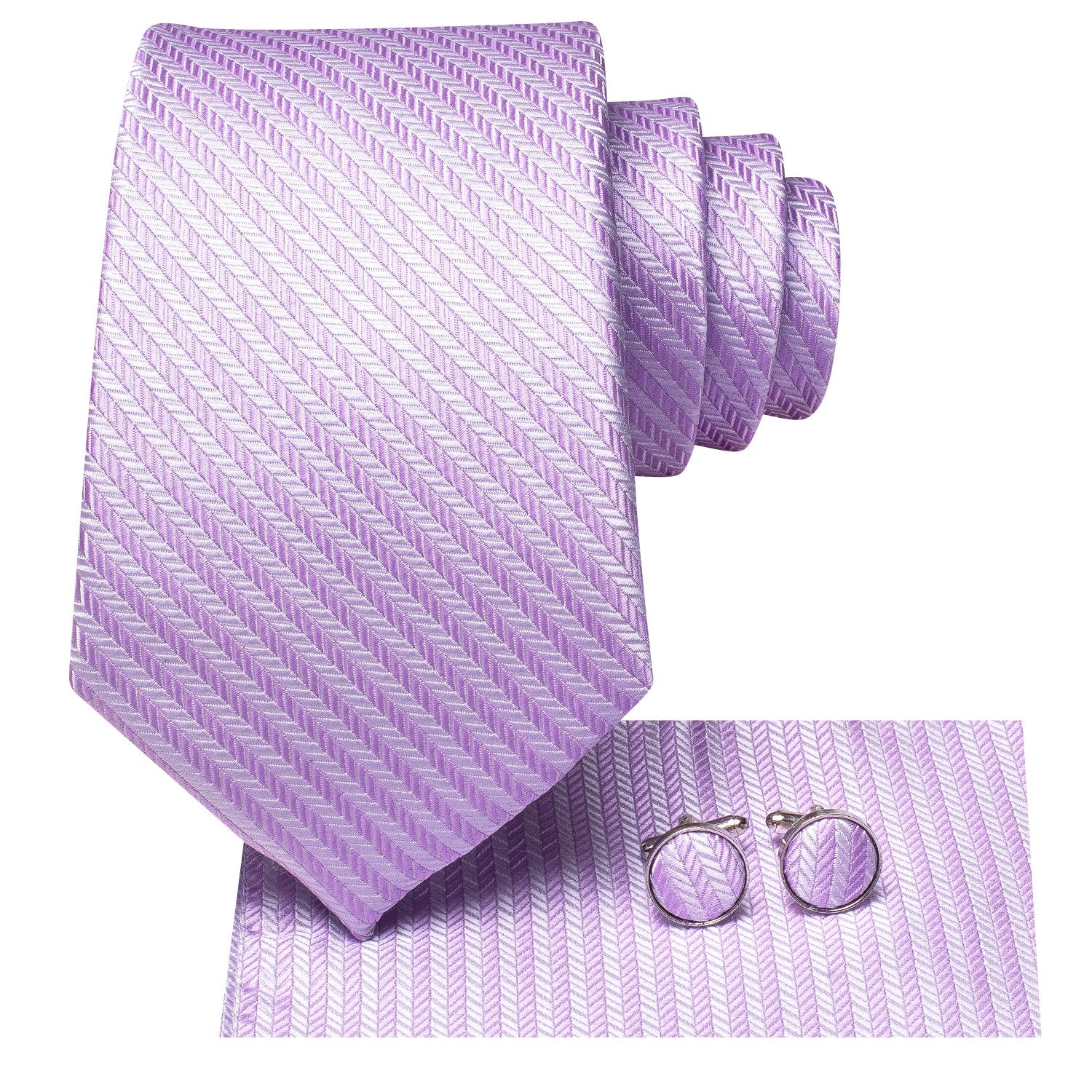 GentCrest Purple Striped Tie Hanky Cufflinks Set - Image 2