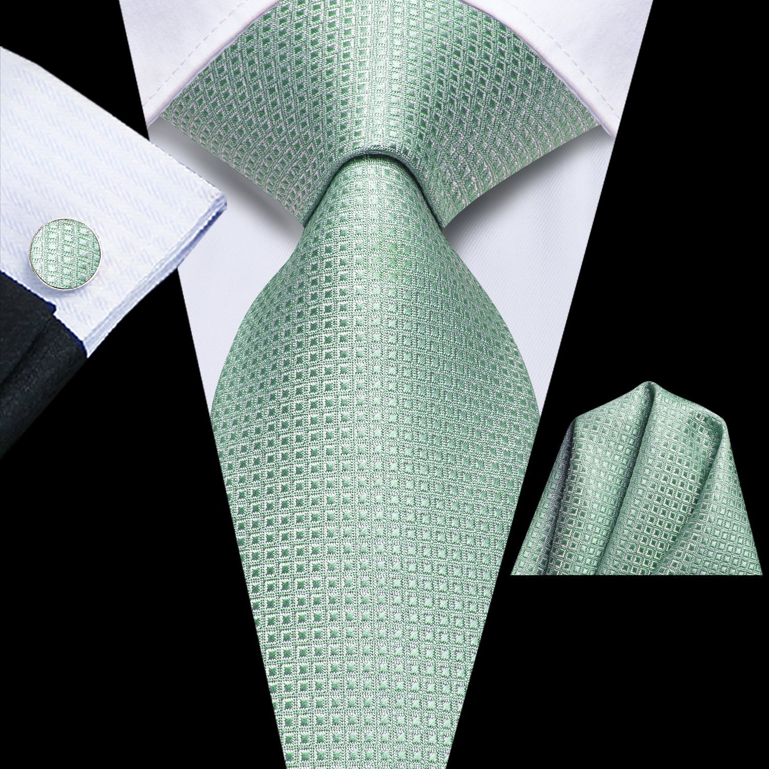 GentCrest Red Plaid Tie Hanky Cufflinks Set - Image 1