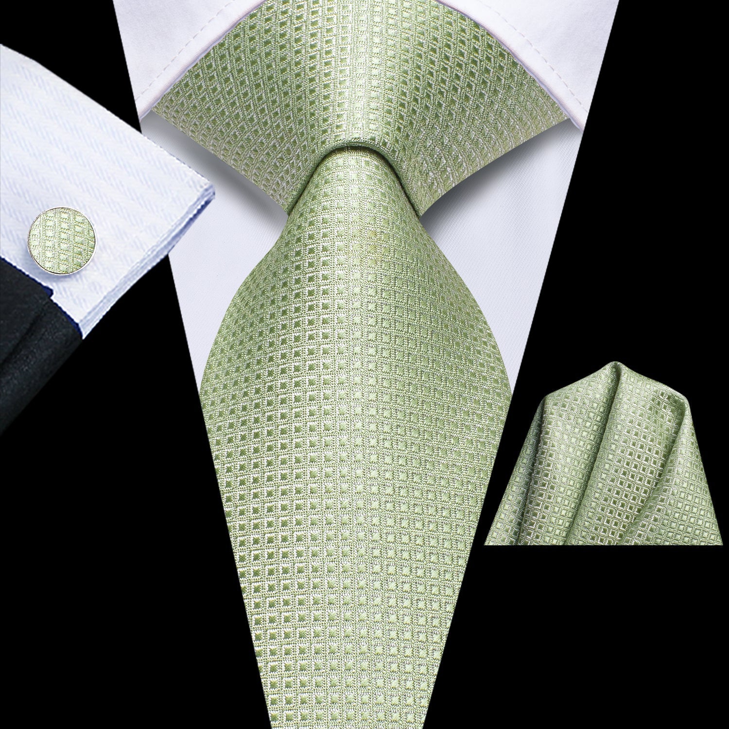 GentCrest Red Plaid Tie Hanky Cufflinks Set - Image 1