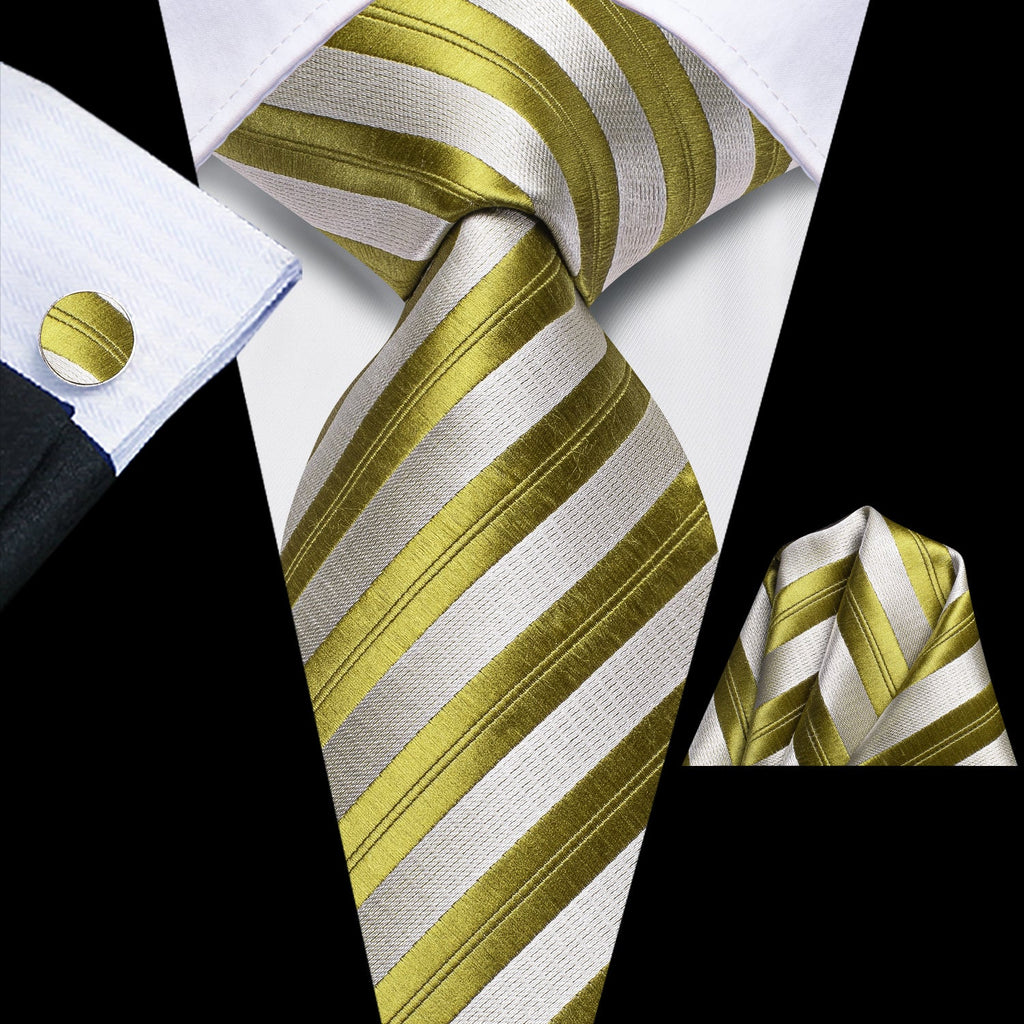 GentCrest Green Striped Tie Hanky Cufflinks Set - Image 1