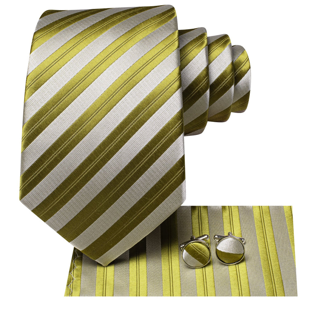 GentCrest Green Striped Tie Hanky Cufflinks Set - Image 2