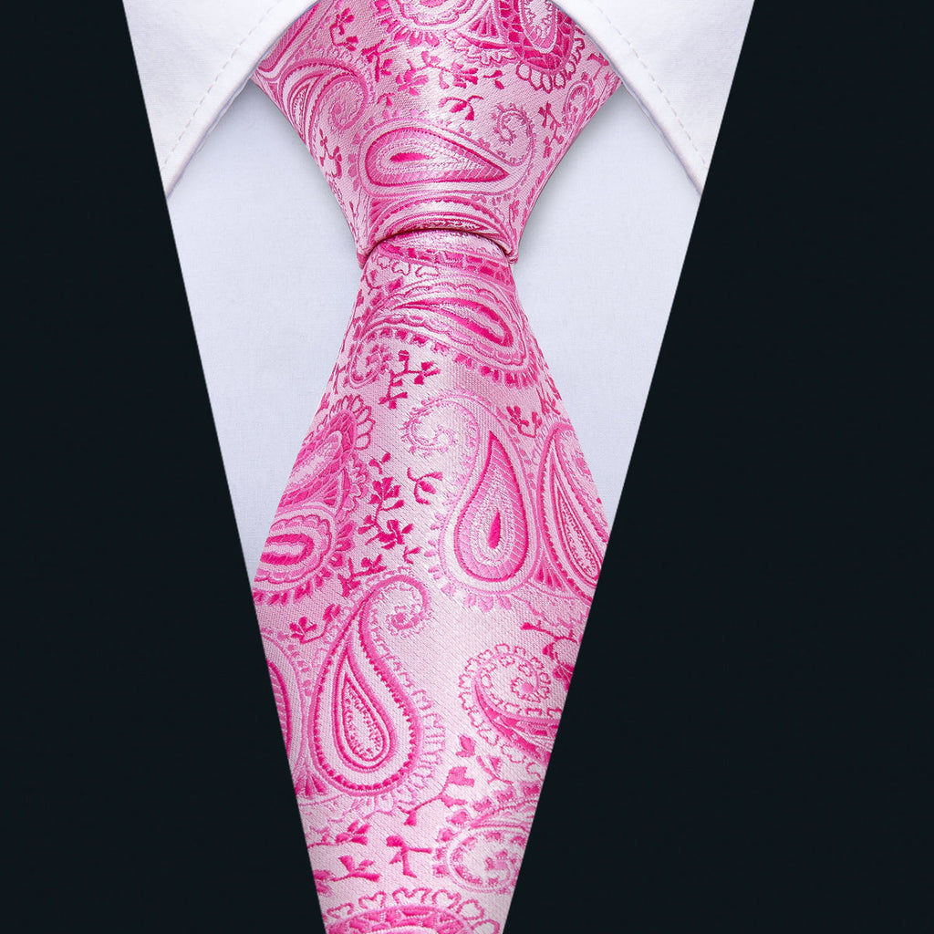 Pink Paisley Silk Tie Set - GentCrest - View 3