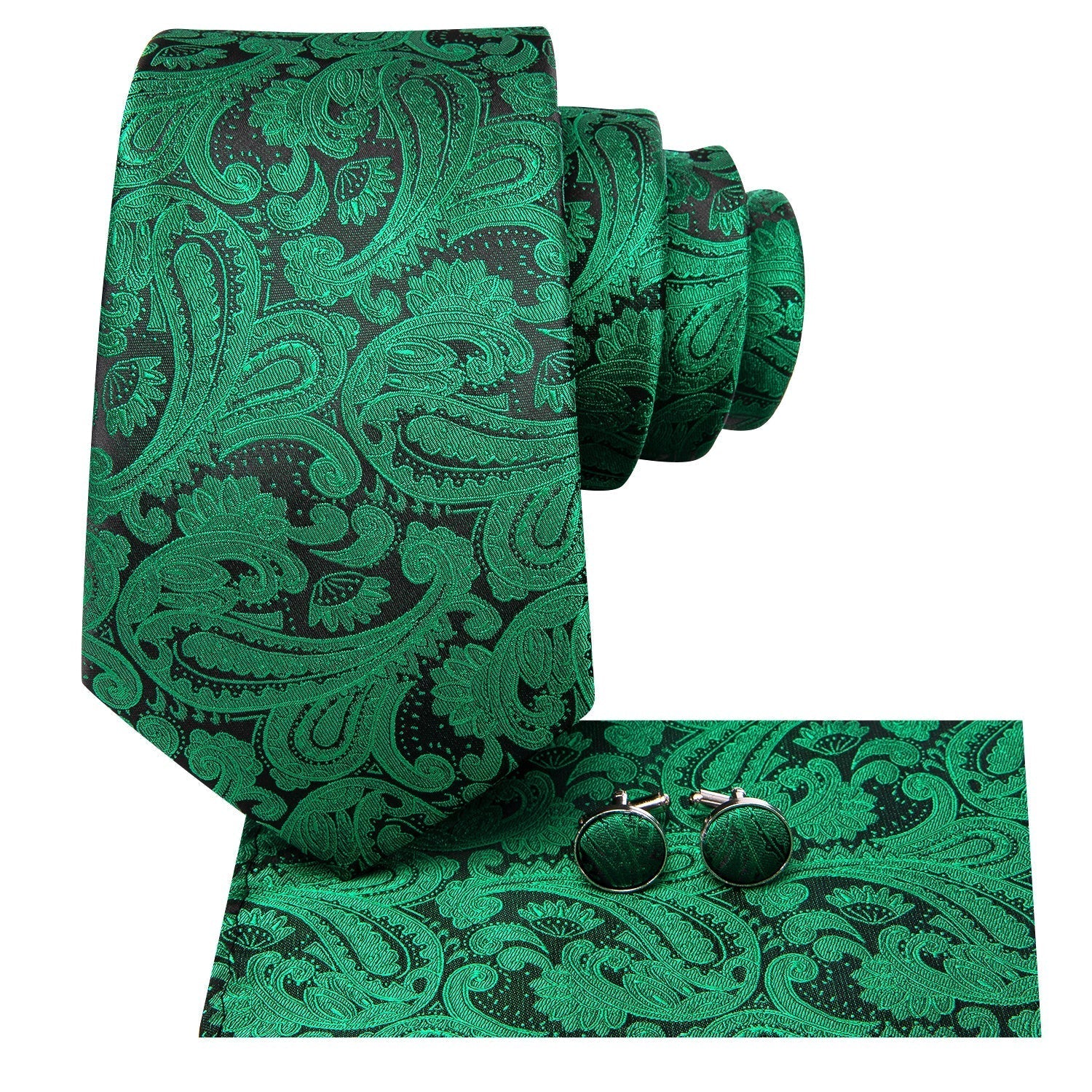 GentCrest Black Classic Tie Hanky Cufflinks Set - Image 3