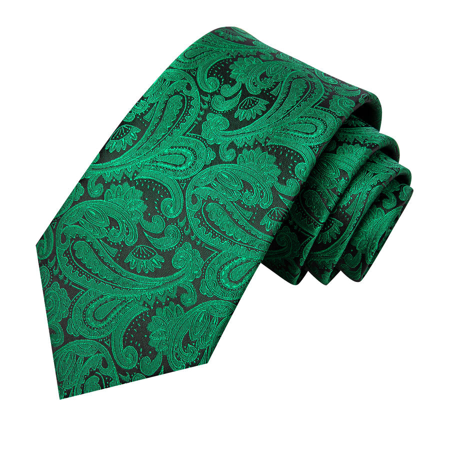 Dark Green and Black XL Silk Tie Set - GentCrest - View 3