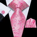 Pink Paisley XL Silk Tie Set - GentCrest