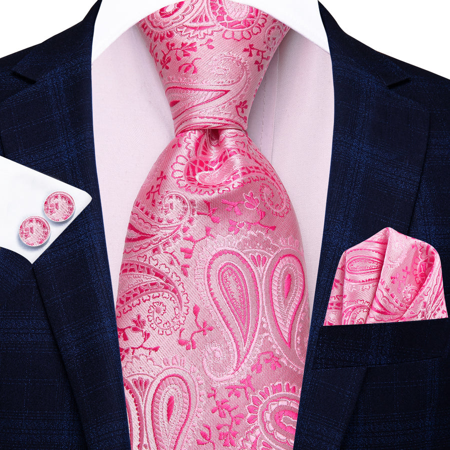 Pink Paisley XL Silk Tie Set - GentCrest - View 4