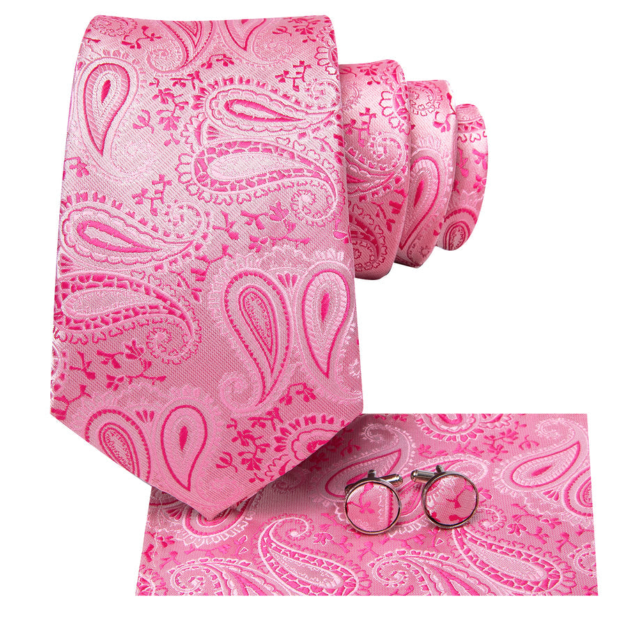 Pink Paisley XL Silk Tie Set - GentCrest - View 2