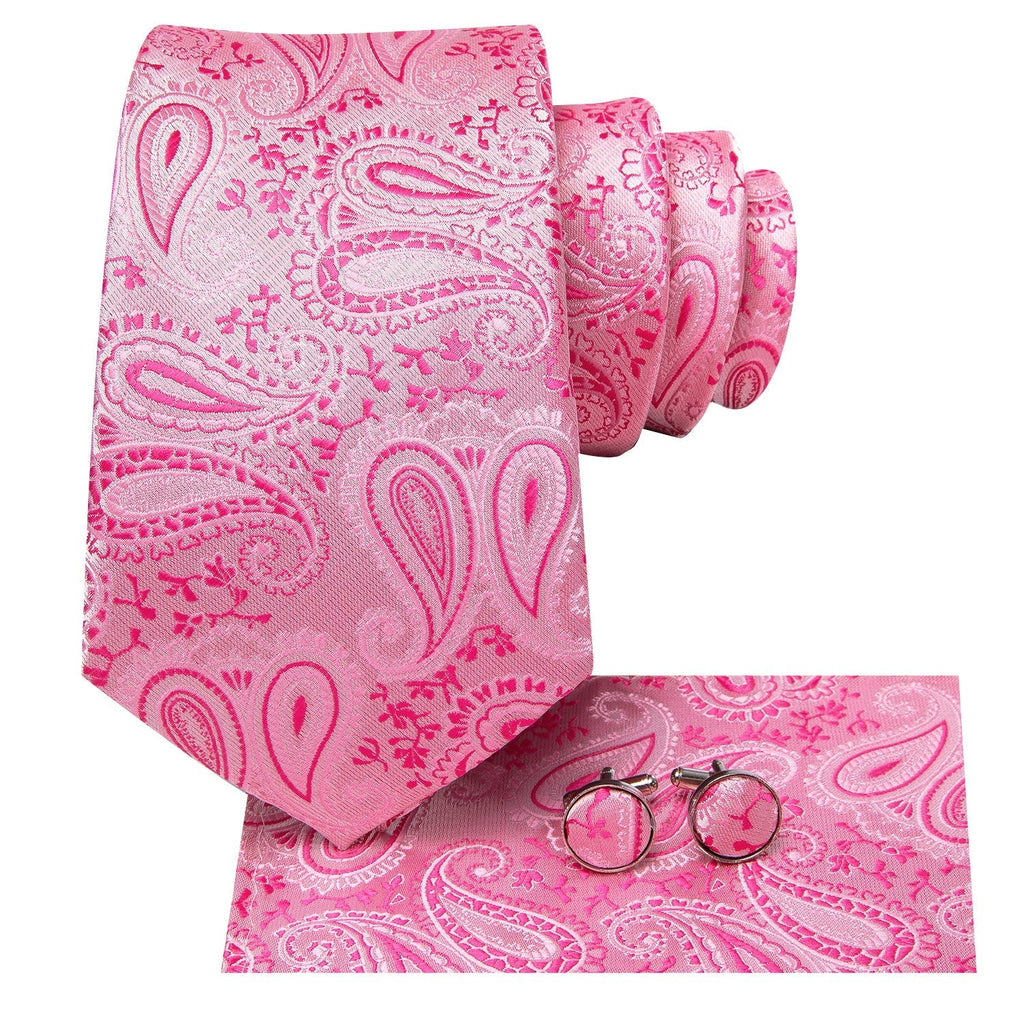 GentCrest Pink Paisley Tie Hanky Cufflinks Set - Image 3