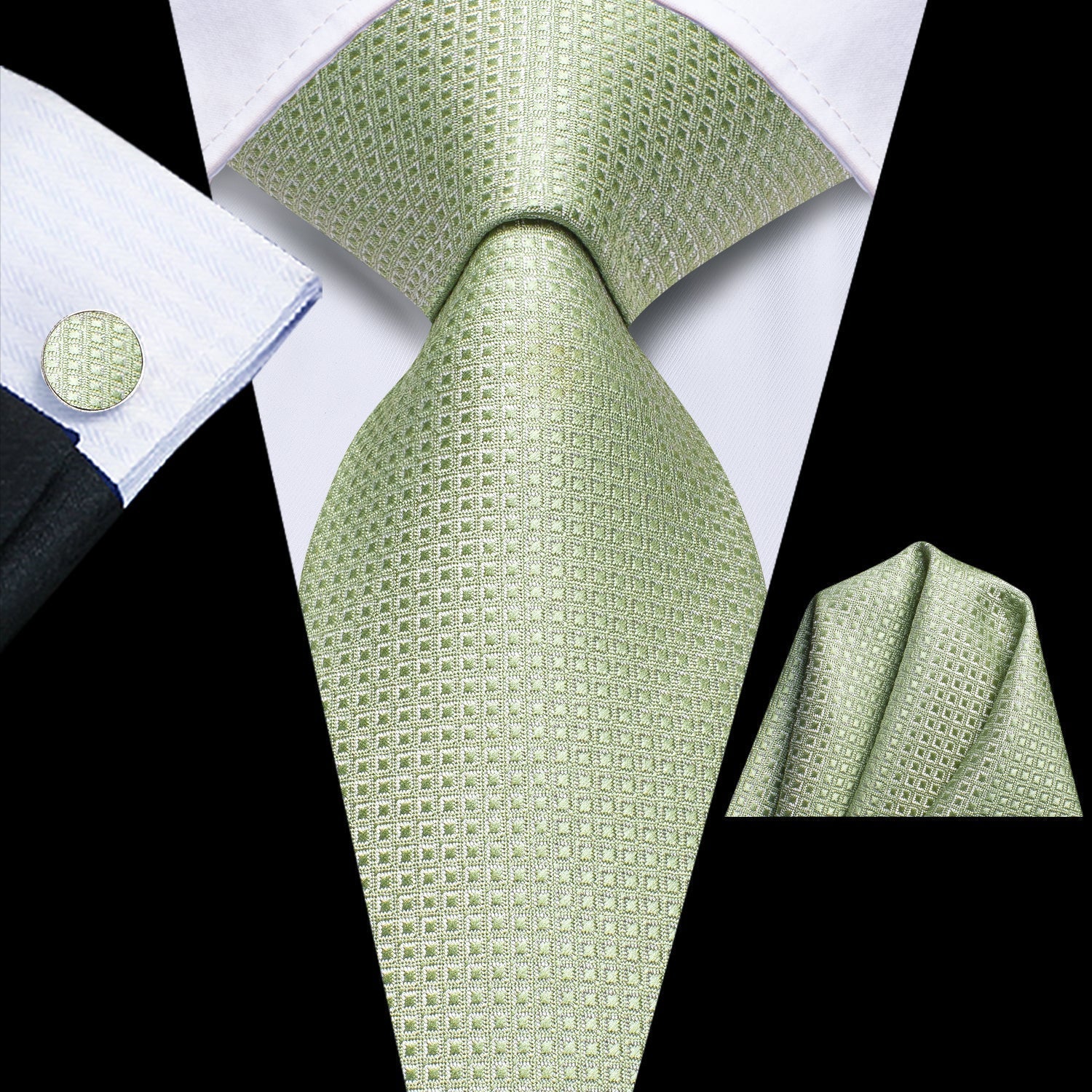 GentCrest Green Classic Tie Hanky Cufflinks Set - Image 2