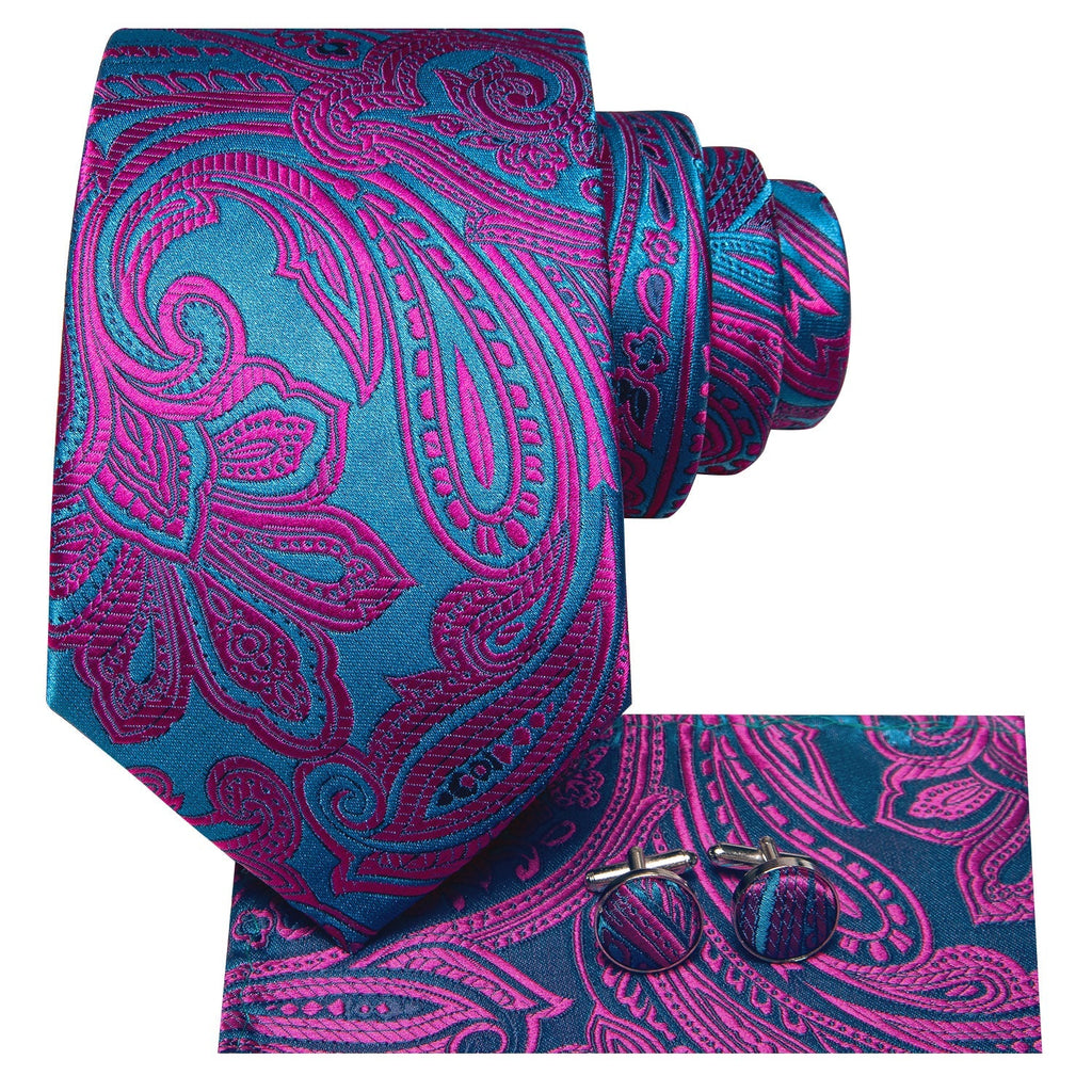GentCrest Blue Floral Tie Hanky Cufflinks Set - Image 2