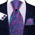 GentCrest Blue Floral Tie Hanky Cufflinks Set - Image 1