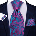 GentCrest Blue Floral Tie Hanky Cufflinks Set - Image 1